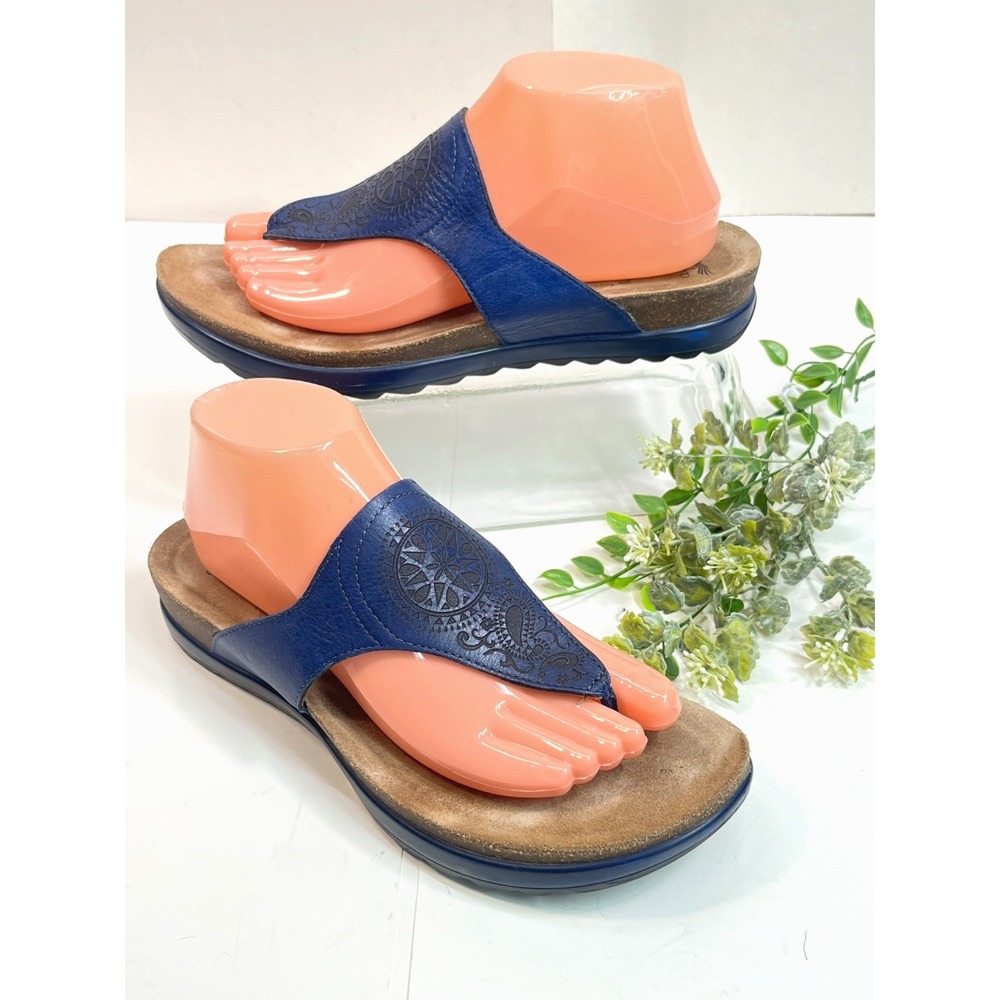 Dansko‎ Womens PRIYA Blue Embossed Leather Thong Sandals Size EU 40/US 9.5-10